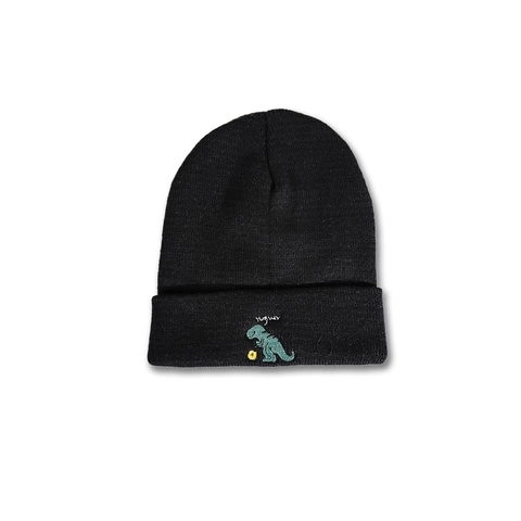 Women Knitted Beanie Hat Acrylic Warm Winter Autumn Cute Dinosaur Embroidery Flower Pattern Casual Korean Fashion