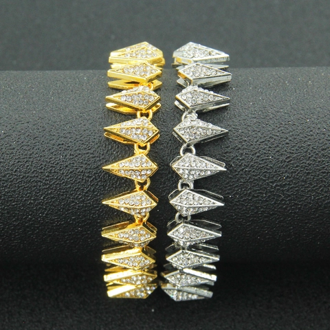 Hip Hop Stachel Pyramide Kette Armband Full Strass Zinklegierung Geometrisch Herren Trendy Punk Streetwear Schmuck