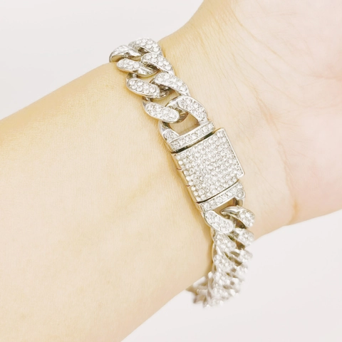 Collar De Cadena Cuban Link Aleación Strass Iced Out Hip Hop Rapper Streetwear Joyería Unisex