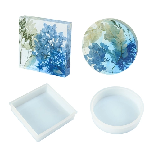 Coaster Silicone Mold Square Round DIY Resin Epoxy Casting Tool Handmade Craft Home Decor