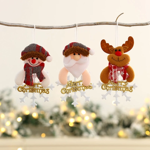 Ornamenti Da Appendere Albero Di Natale Peluche Babbo Natale Pupazzo Di Neve Renna Orso Fiocco Lettera Merry Christmas Decorazione