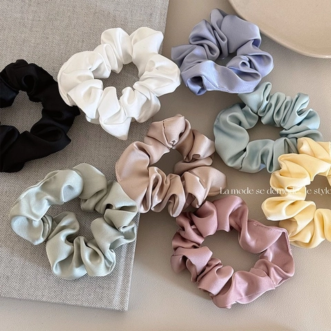 Satin Scrunchies Solid Color Satin Texture Hair Ties High Elasticity Fashion Hair Accessories For Women Girls Elegant Simple
