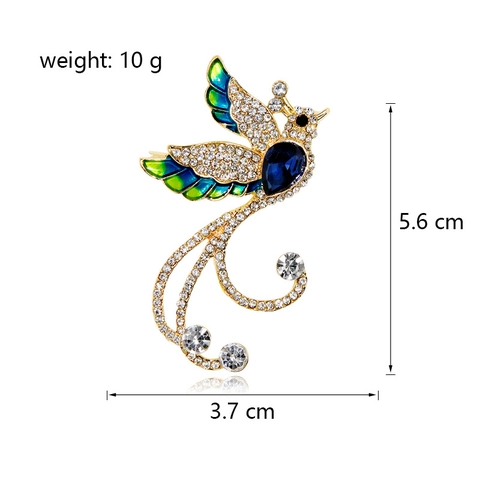 Luxuriöse Phönix-Vogel Brosche Für Damen Vintage Gold Legierung Strass Blaue Emaille Flügel Vogel Pin Schmuck Zubehör