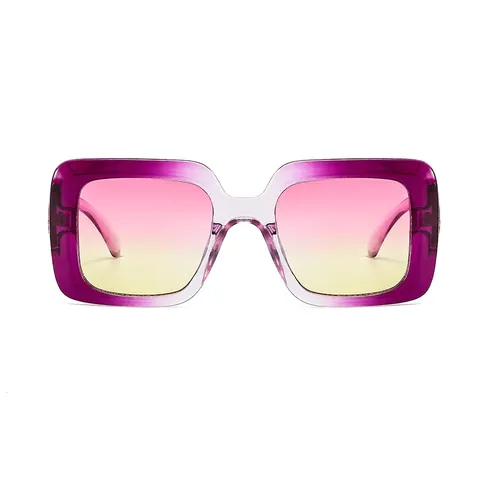 Square Oversized Sunglasses PC Frame UV400 Gradient Lenses Chain Link Temples Greek Key Decoration Fashion Eyewear Unisex