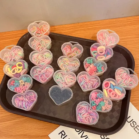 Accessori Per Capelli Ragazze Elastici E Mini Mollette Scatola A Forma Di Cuore Colori Macaron Dolce Quotidiano