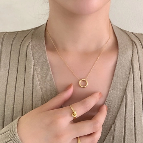 925 Sterling Silver Necklace With Irregular Circle Pendant Minimalist Korean Style For Women