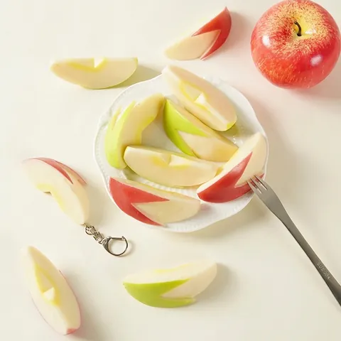 Artificial Apple Slices PVC Simulation Fruit Rabbit Shaped Food Model Decorative Ornament Photography Prop