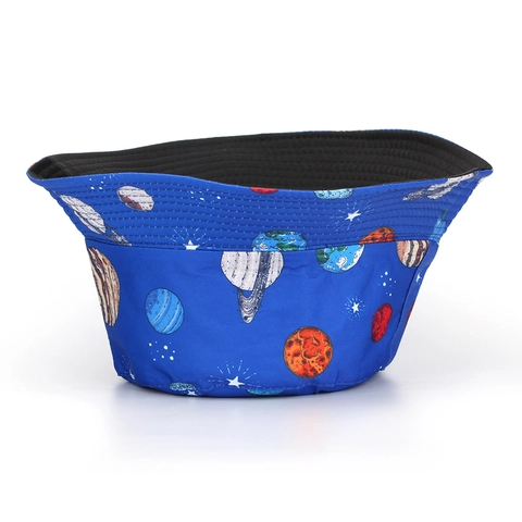 Bucket Hat Weltraum Universum Planeten Druck Polyester Wendbar Sonnenschutz Outdoor Breitkrempig Unisex Galaxie Stil