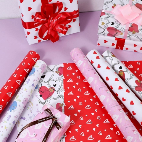 Gift Wrapping Paper Coated Paper Heart Swan Whale Patterns Valentine Day Birthday Wedding Party Decor DIY Craft