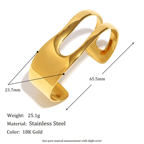 Roestvrijstalen Armring 18K Verguld Gelaagd Geometrisch Hol Bloem Open Manchet Verstelbare Mode-Sieraden Voor Dames