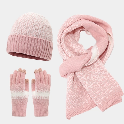 Gorro Bufanda Y Guantes Táctiles De Punto Acrílico Invierno Cálido Color En Contraste Moda Para Mujeres Hombres