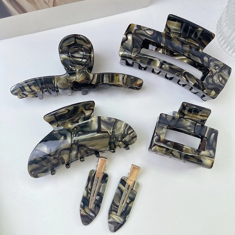 Elegant Acetate Hair Claw Clips Marble Pattern Large Square Shark Clip Non Slip Hair Accessories For Women Daily Hairpins
