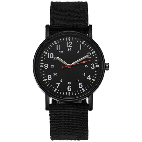 Men Quartz Watch Military Luminous Analog Tactical Sports Outdoor Wristwatch Nylon Braided Strap Alloy Case Round Dial