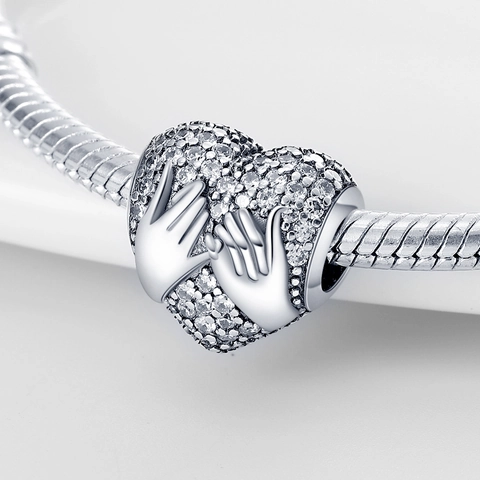 Heart Charm Beads S925 Sterling Silver Cubic Zirconia For DIY Bracelet Necklace Romantic Fashion Women Jewelry Accessory