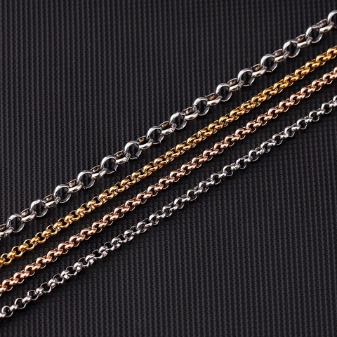 304 Stainless Steel Rolo Chain Necklace Minimalist Polished O-Ring Link Jewelry Accessories Non-Fading For Women Men