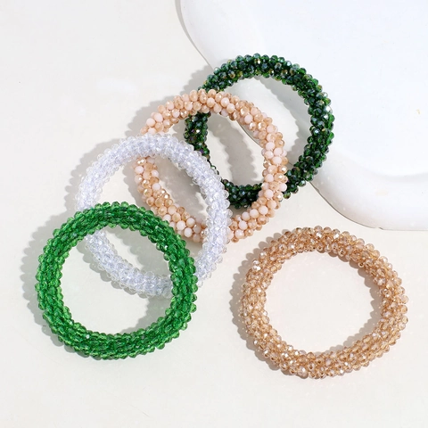 Kristallperlen Haargummis Elastische Glasperlen Scrunchies Eleganter Pferdeschwanz Halter Modische Accessoires Frauen