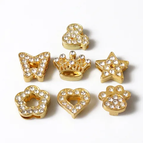 DIY Sliding Charms Alloy Rhinestone Pendants And PU Leather Wristbands For Jewelry Making Keychain Various Shapes Shiny