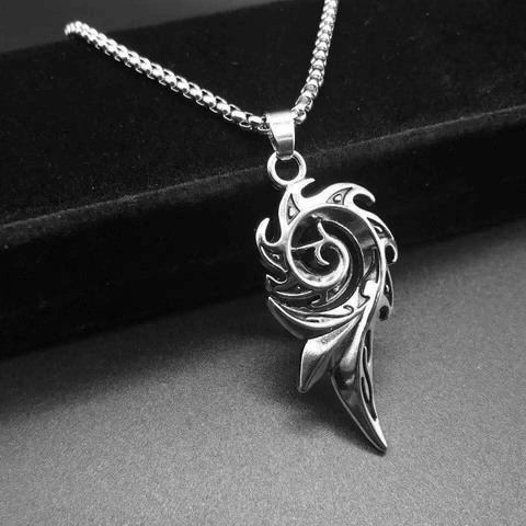 Punk Flame Pendant Necklace With Titanium Steel Chain And Alloy Tribal Vortex Charm Hip Hop Jewelry For Men Women
