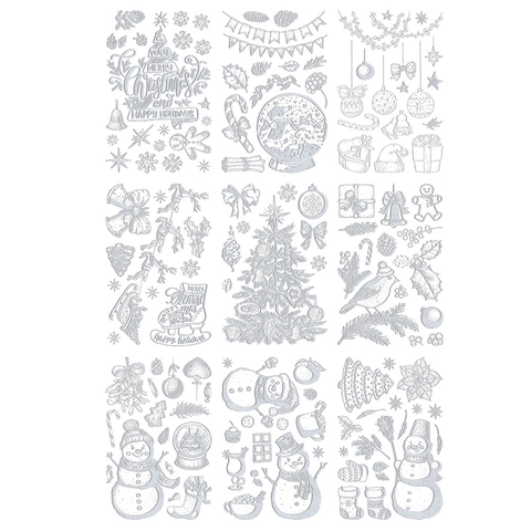 Pegatinas Navideñas Para Ventanas PVC Estático Blanco Copos De Nieve Papá Noel Árbol Cristal Decoración Hogar