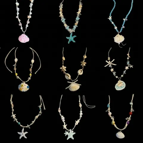 Bohemian Starfish Shell Necklace Wax Rope Beaded Beach Vacation Handmade Jewelry Clavicle Chain For Women