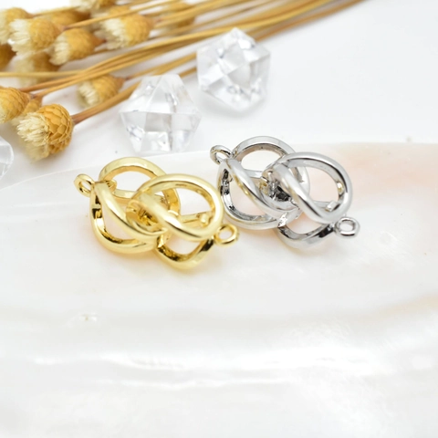 Geometric Interlocking Rings Jewelry Connector Real Gold Plated Copper Hollow Links DIY Findings For Necklace Bracelet
