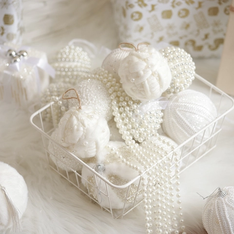 Decorazioni Natalizie Palle Appese Künstliche Perle Sintetiche Schiuma Tessuto Glitter Decorazione Albero Arredamento Casa Per Le Feste Stile Nordico Elegante