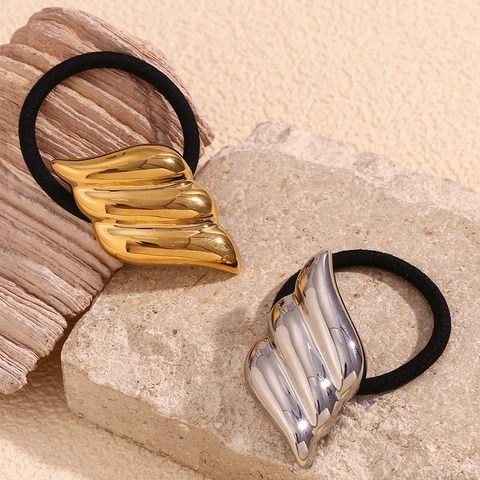 Haargummi Flügel Wellenform Edelstahl 18K Vergoldet Minimalistisch Mode Haarschmuck Für Damen