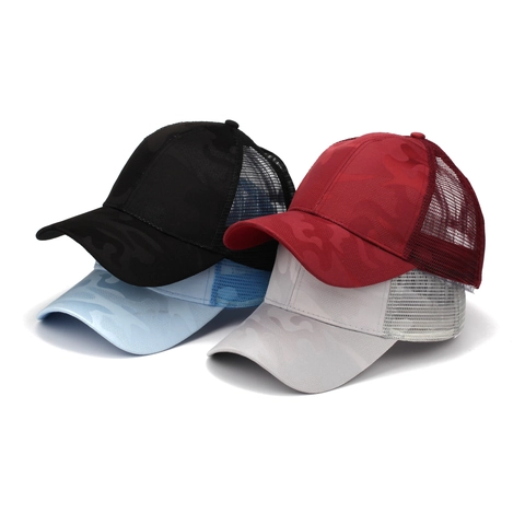 Ponytail Baseball Cap Women Camouflage Breathable Mesh Cotton Polyester Sun Protection Outdoor Trucker Hat Adjustable