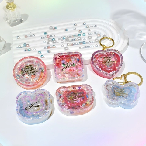 Moldes De Silicona De Resina De Arenas Movedizas DIY Para Llavero Colgante Corazón Estrella Luna Oso Mariposa Herramientas De Joyería