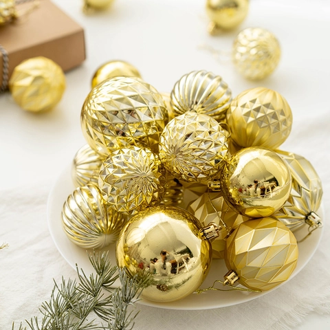 Palline Di Natale Infrangibili Ornamenti In Plastica Galvanizzata Multi Texture Decorative Per Albero Appendere Festa