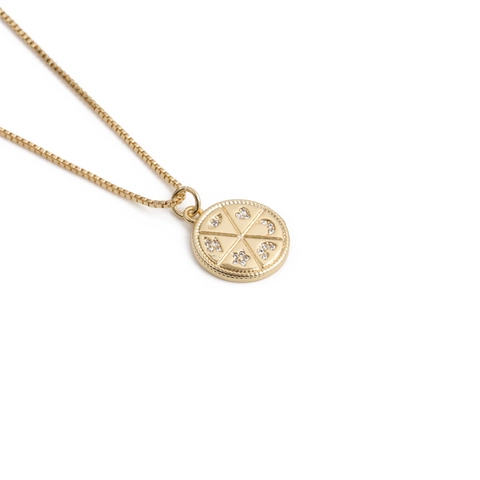 Ronde Munt Hanger Ketting Koper Zirkoon Zon Maan Ster Boze Oog Kompas Hemelse Boheemse Stijl Sieraden
