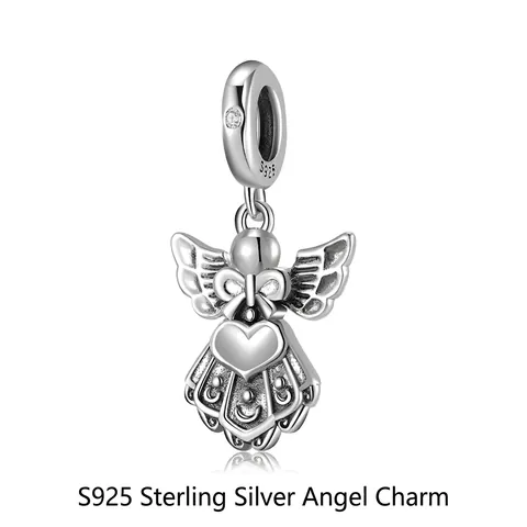 Engel Mit Herz Charm 925 Sterlingsilber Mit Zirkonia Für DIY Armband Halskette Schmuck Accessoires
