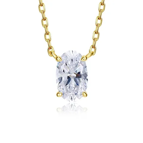 Collana con Ciondolo in Argento Sterling 925 con Strass Taglio Ovale Moda Semplice Catenina per Clavicola Gioielli Regalo per Donna