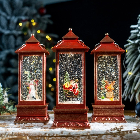 Weihnachts Schneekugel Laterne Retro LED Beleuchtete Musik Wasserlampe Weihnachtsmann Schneemann Rentier Geschenk