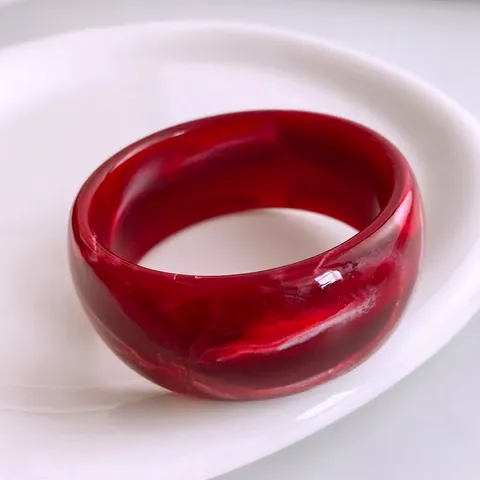 Chunky Armreif Acryl Harz Breit Rund Quadratisch Unregelmäßig Marmortextur Retro Französisch Minimalistisch Mode Damen