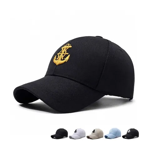 Baseball Cap Nautical 3D Anchor Embroidery Adjustable Polyester Cotton Twill Sun Protection Sport Casual Unisex Hat