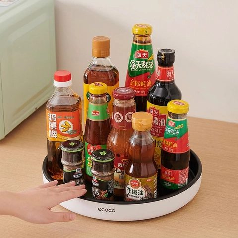 Rotating Storage Tray 360 Degree Lazy Susan Kitchen Cabinet Organizer Plastic Large Capacity Pantry Fridge Seasoning Rack