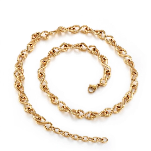 Collar De Cadena Con Eslabones Infinitos Acero Inoxidable 316L Pulido Joyería Moderna Minimalista Para Mujeres Oro Rosa