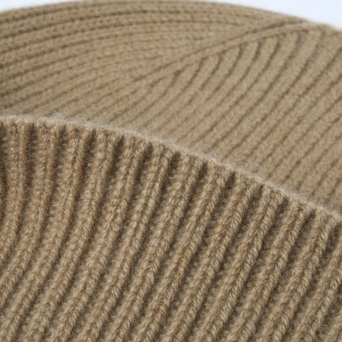 Wool Knitted Beanie Hat Ribbed Thick Warm Winter Outdoor Cuffed Unisex Skull Cap