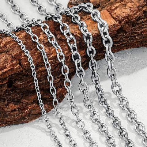 Stainless Steel Jewelry Chains Unfinished O-Chain Cross Chain DIY Handmade Necklace Bracelet Making Accessories Bulk