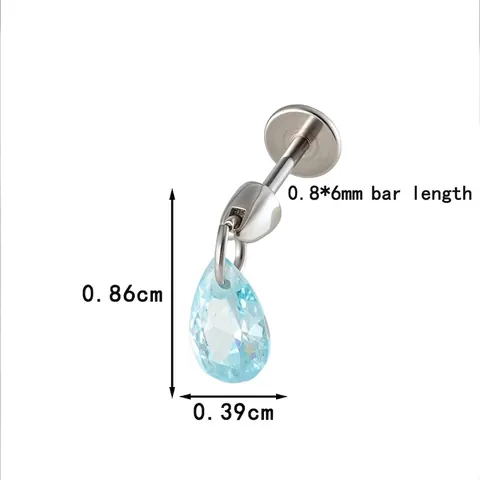 Clou D'oreille Cartilage Avec Pendentif En Zircon Goutte Acier Inoxydable Base Plate Labret Piercing Bijoux De Corps Pour Femmes