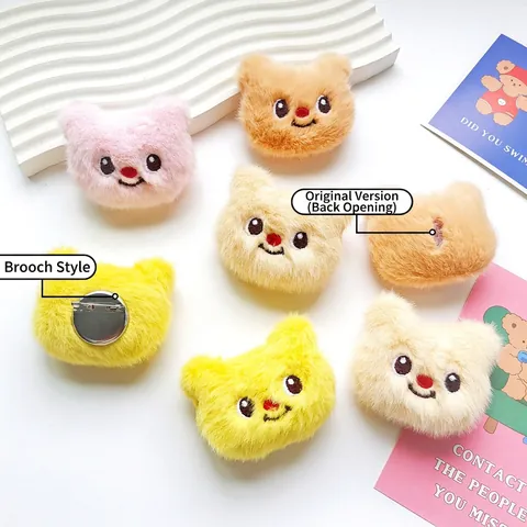 Accessoire DIY Tête D'ours En Peluche Dessin Animé Poupée Animale Brodée Douce Pour Broche Pince À Cheveux Décoration De Sac