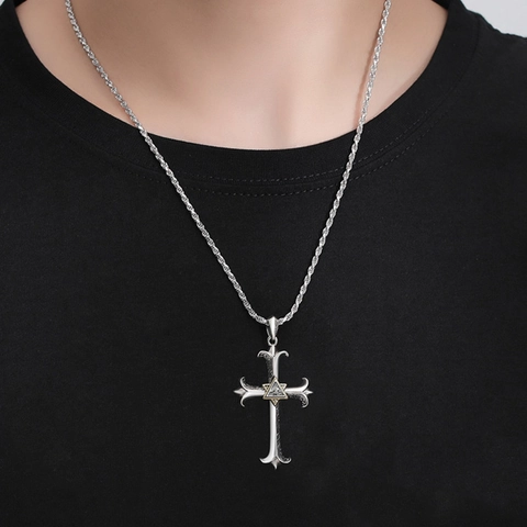Collana Con Ciondolo A Croce In Lega Retrò Occhio Della Provvidenza Motivo Intagliato Catena A Corda Gioielli Hip Hop Da Uomo