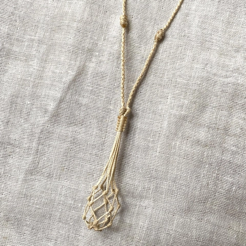 Hand-Woven Necklace Cord Empty Stone Holder Mesh Pocket Adjustable Wax Cotton Rope Pendant Jewelry Bohemian Natural Style