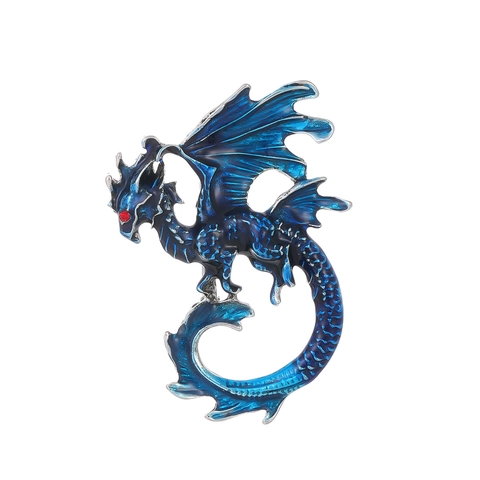 Spilla Drago Occidentale Vintage In Lega Smalto Occhio Di Strass Gioielli Animali Mitici Regalo
