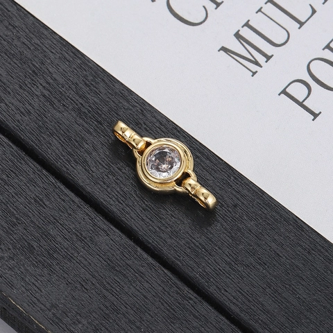 Elegante Connettore Per Gioielli In Zircone Tondo Accessorio In Rame Per La Creazione Di Bracciali E Collane Fai Da Te Ciondolo Con Pietre Preziose