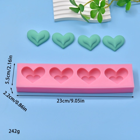Heart Shaped Silicone Mold For DIY Baking Cake Chocolate Soap Candle Resin Crafting Tool Pink Flexible