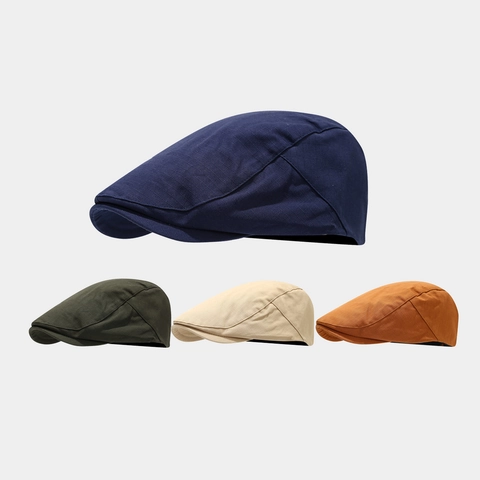 Gorra Plana Retro Británica 100% Algodón Transpirable Gorra Ivy Ajustable Color Sólido Protección Solar Para Hombre Mujer
