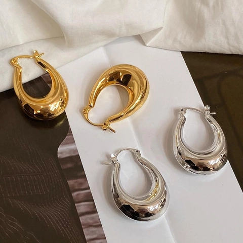 Chunky Tropfen Ohrringe Poliertes Legierungsmetall Geometrische U-Form Minimalistisch Elegant Ohrschmuck Für Frauen