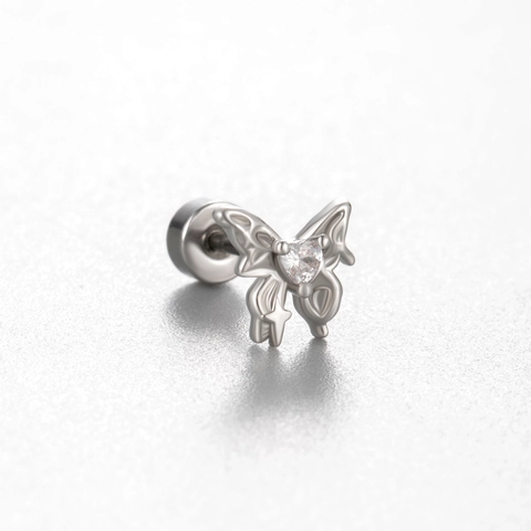 Titanium Steel Helix Piercing Stud Earrings Cubic Zirconia Heart Butterfly Spider Wing Cartilage Jewelry Screw Back